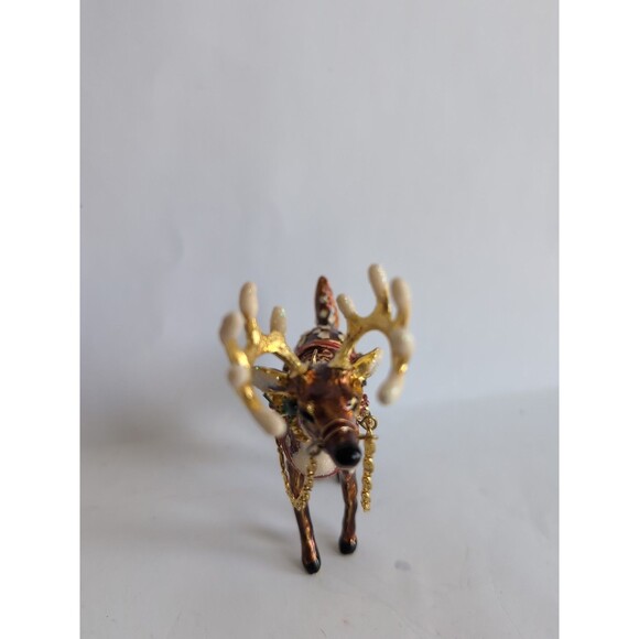 Cloissone Metal Reindeer Christmas Ornament Dasher Seybert - Picture 3 of 6